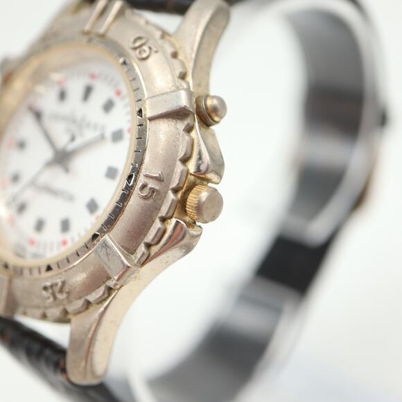 Express LA 40mm Glow Watch White Backlight Dial Black Leather w New Battery - Picture 10 of 16